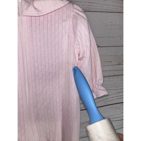 Vintage Basic Editions Baby Girl 6-9 Months Light Pink 1-Piece Romper Sleeper - Picture 6 of 8